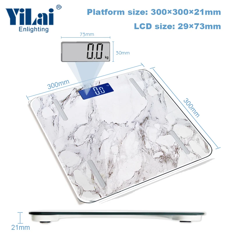 CE ROHS Yilai Scale Products Digital balanzas de impedancia Electronic Weighing Body Fat Smart Wifi Scale with Tuya Solution