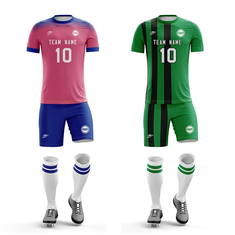 Soccer uniform football jersey blank sublimation green black stripes new design soccer shirts