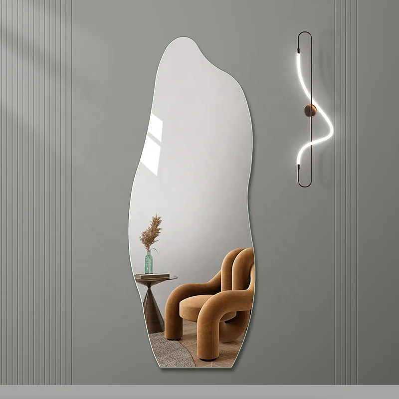 New Design Home Decorative Frameless Irregular Wall Mirror Full Body Explosion Proof Dressing Mirror