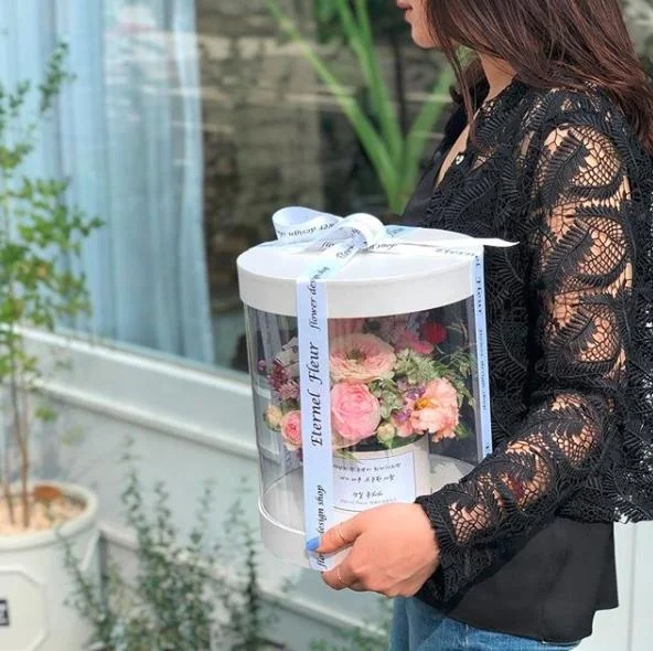 Custom made clear PVC flower packaging boxes