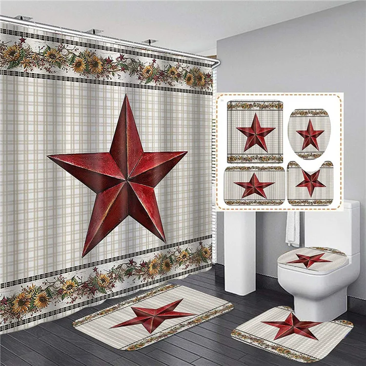 USA Football Player Shower Curtain Bath Mat Toilet Cover Rug Bathroom Decor, Greenbay  Kansas City Chiefs Bathroom Set/