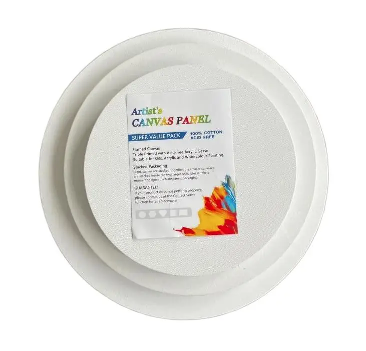 Wholesale Stretched Artist Various Shapes Cotton Round Shaped Wooden Frame Canvas Drawing Board