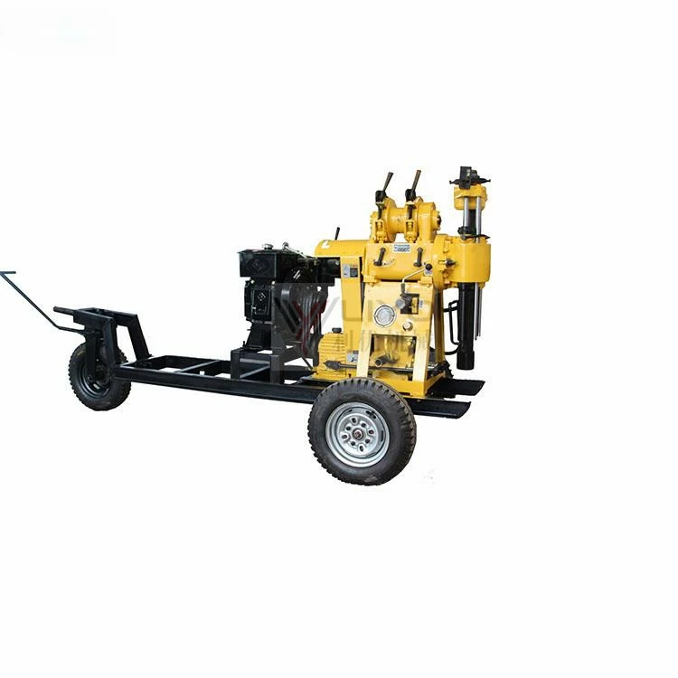 Cheap price  130 150m 200m diesel engine small mining equipment hydraulic trailer mounted mini water well drilling machine