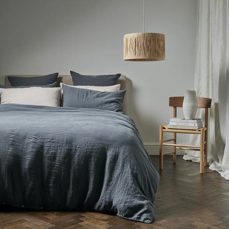 organic flax linen bed cover bedding set with bedsheets sets duvet cover