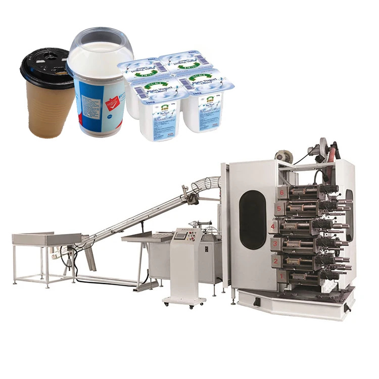 High quality automatic curved surface plastic cup plate offset screen printing 6 color cup printer