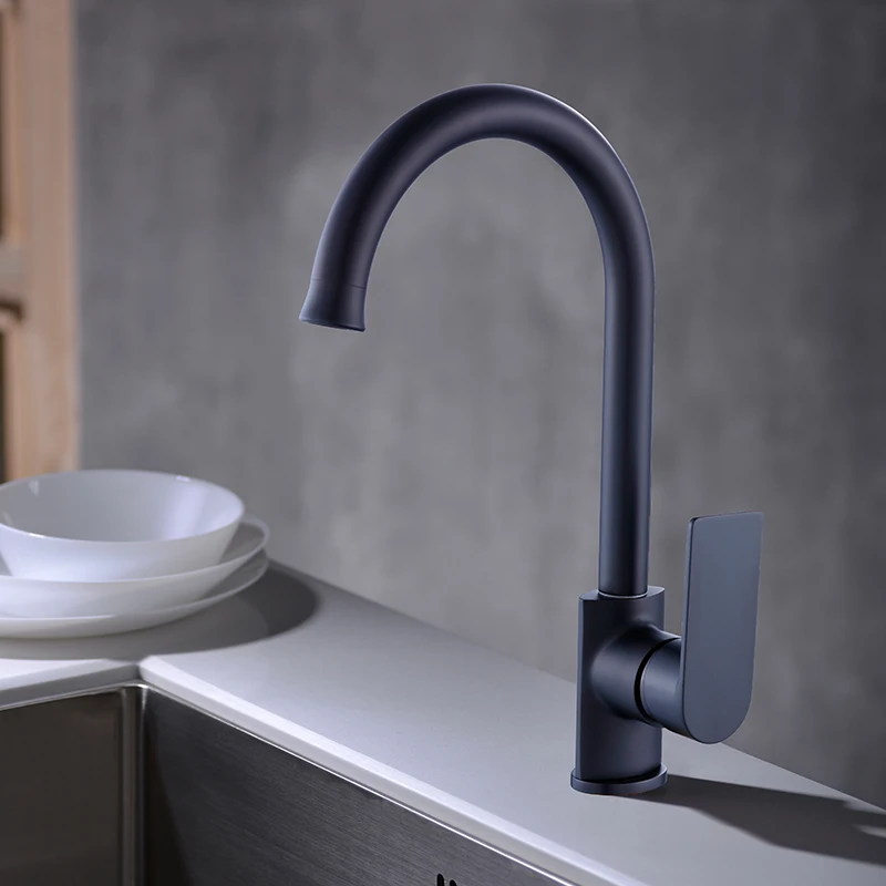 Modern Design Single Hole Deck Mounted Hot Cold Water Rotating with Single Handle Ceramic Valve Core Wholesale Kitchen Faucet