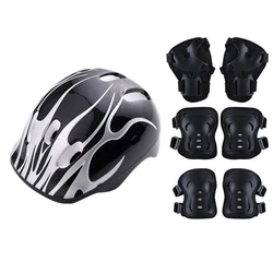 Full Set Children Skating Safety Helmet Protection Shin Knee Pads Guards
