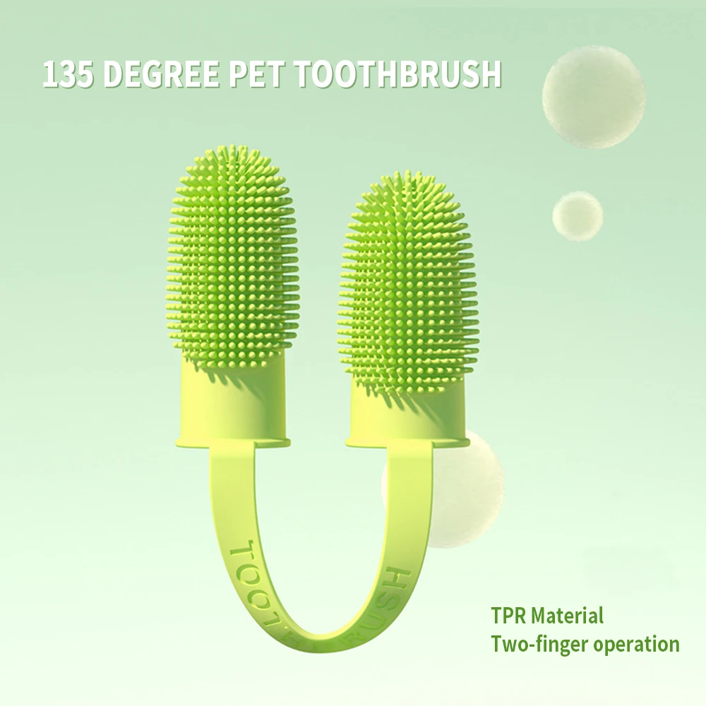 Soft pet oral care clean teeth bad breath two-finger toothbrush pet teeth brush pet finger tooth brush for dogs