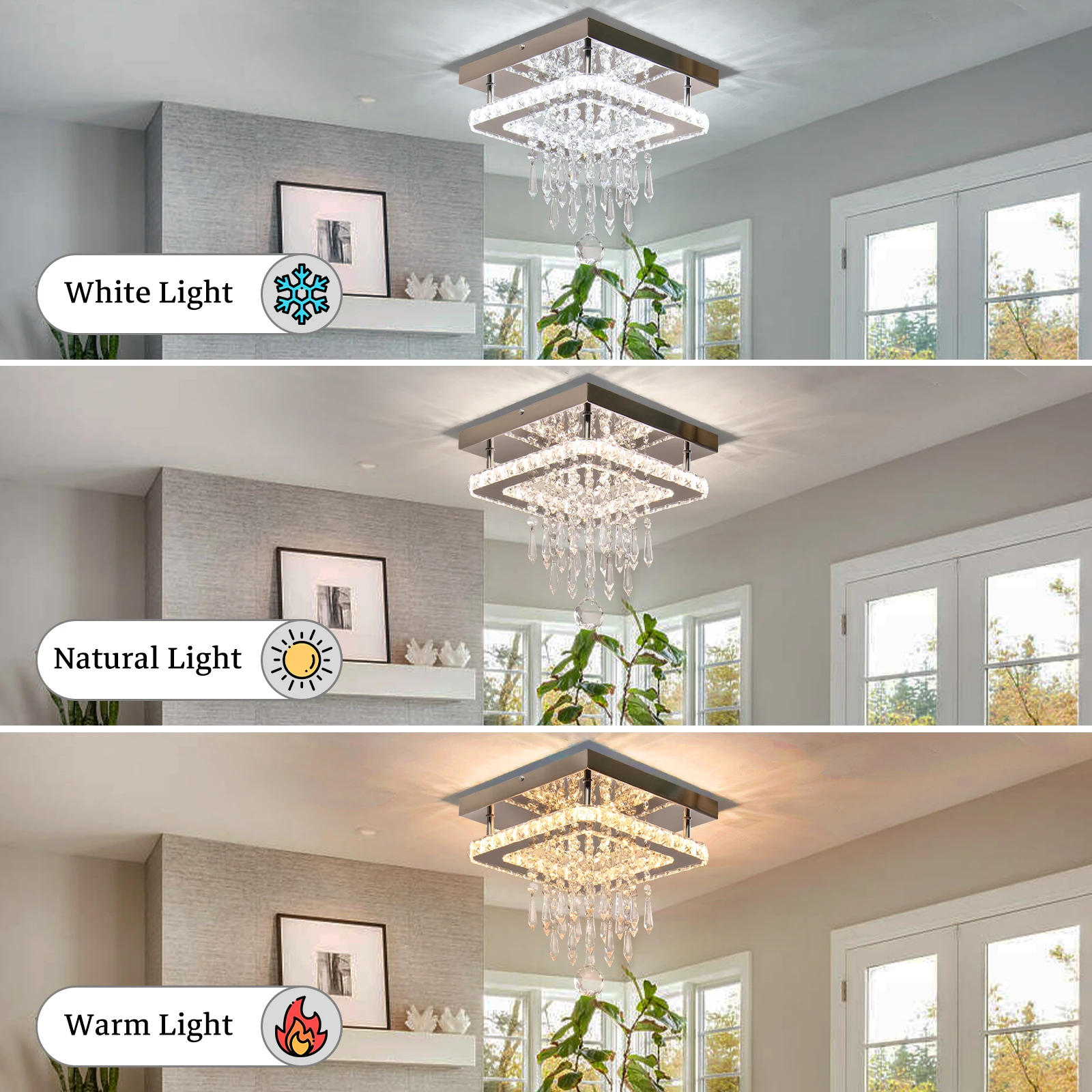 Custom luxury chandelier ceiling lights modern K9 crystal square living room smart LED lights