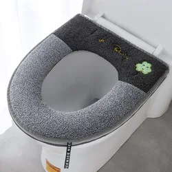 Universal Toilet Seat Cushion Plush With Handle Cute Cartoon Waterproof Household Toilet Seat Cover