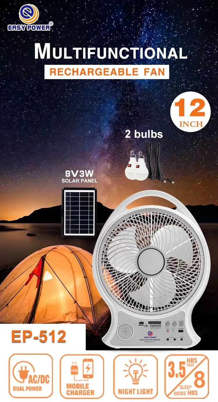 Hot selling solar fan with 12 inch solar panel, high-quality outdoor portable solar charging fan