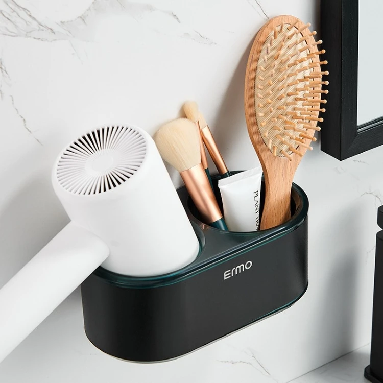 Ermo bathroom black space aluminum hair dryer rack wall mounted hair dryer rack
