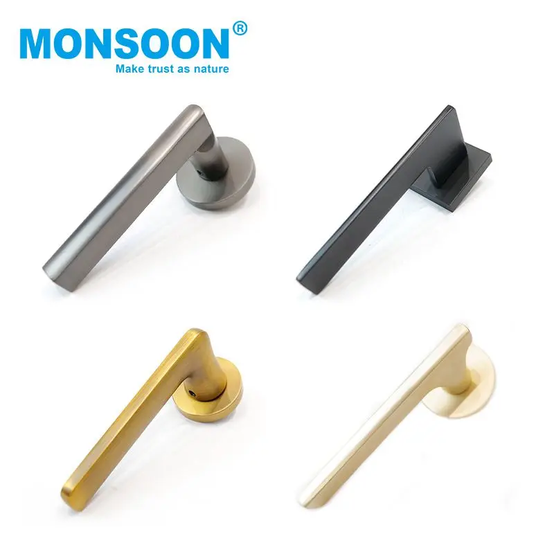 wholesale external brass zinc plated apartment wooden pull handle door handles with key lock