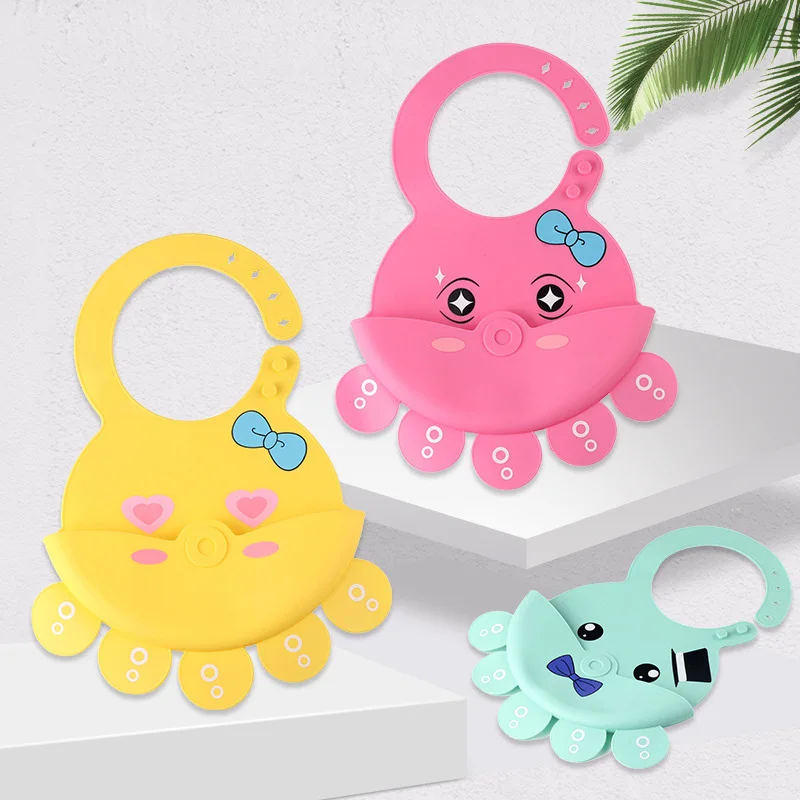 Bpa Free Baby Bib Waterproof Silicone Feeding Supplies Baby Silicone Bib Wholesale Soft Easily Clean Waterproof Opp Bag Unisex