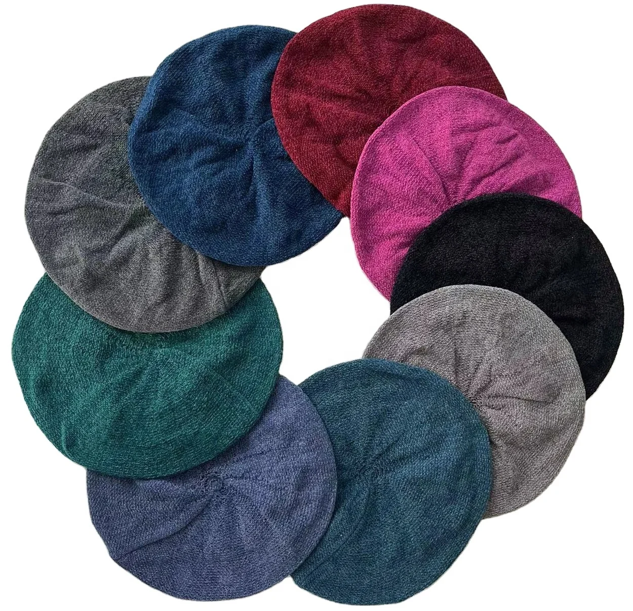 Оптовая продажа дешевые мягкие зимние акриловые вязаные винтажные еврейские береты шляпы для женщин