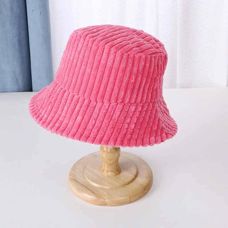 New Corduroy Bucket Hats Women Casual Fisherman Hat Men Autumn Winter Warm Basin Hat Plain Panama Cap