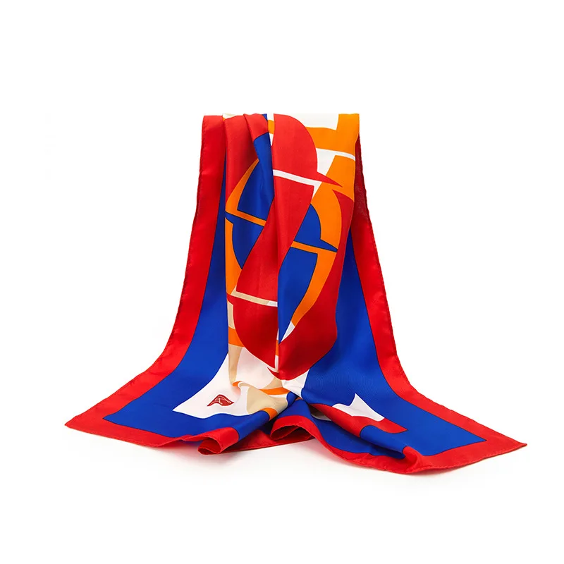 Designer Women Head Silk Scarves 90*90cm Hand Bag Custom Square Silk Scarf Printing