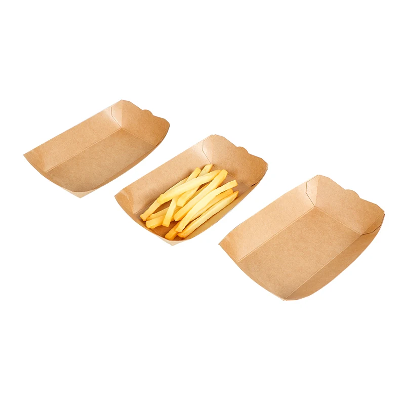 Крафт-бумажный поднос еды одноразового использования для вторичной переработки и полностью биоразлагаемый мелованный картон корзины картофеля-фри
