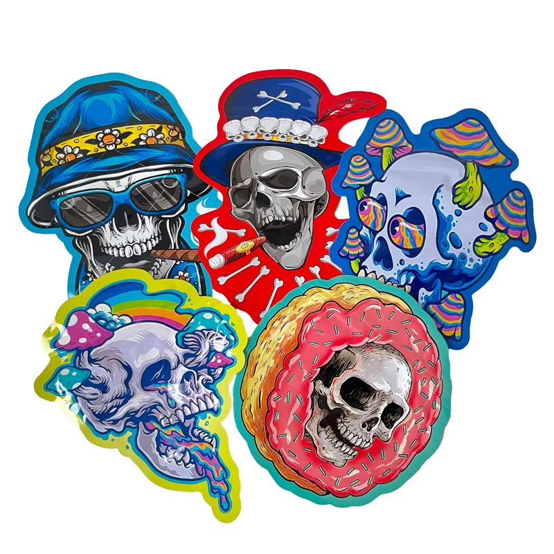 Custom Printed Unique Die Cut Ziplock Foil Pouch 3.5g 7g 14g Special Shape Smell Proof Mylar Bags