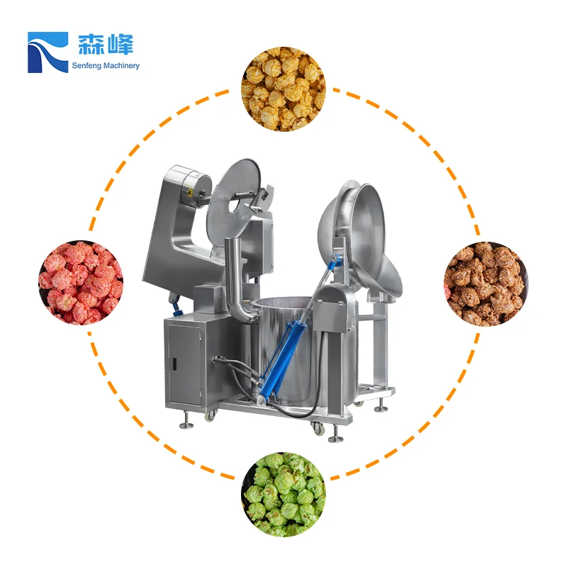 China Full Automatic Popcorn Production Line Caramel Corn Pop Machine Industrial Electric Gas Popcorn Making Machine