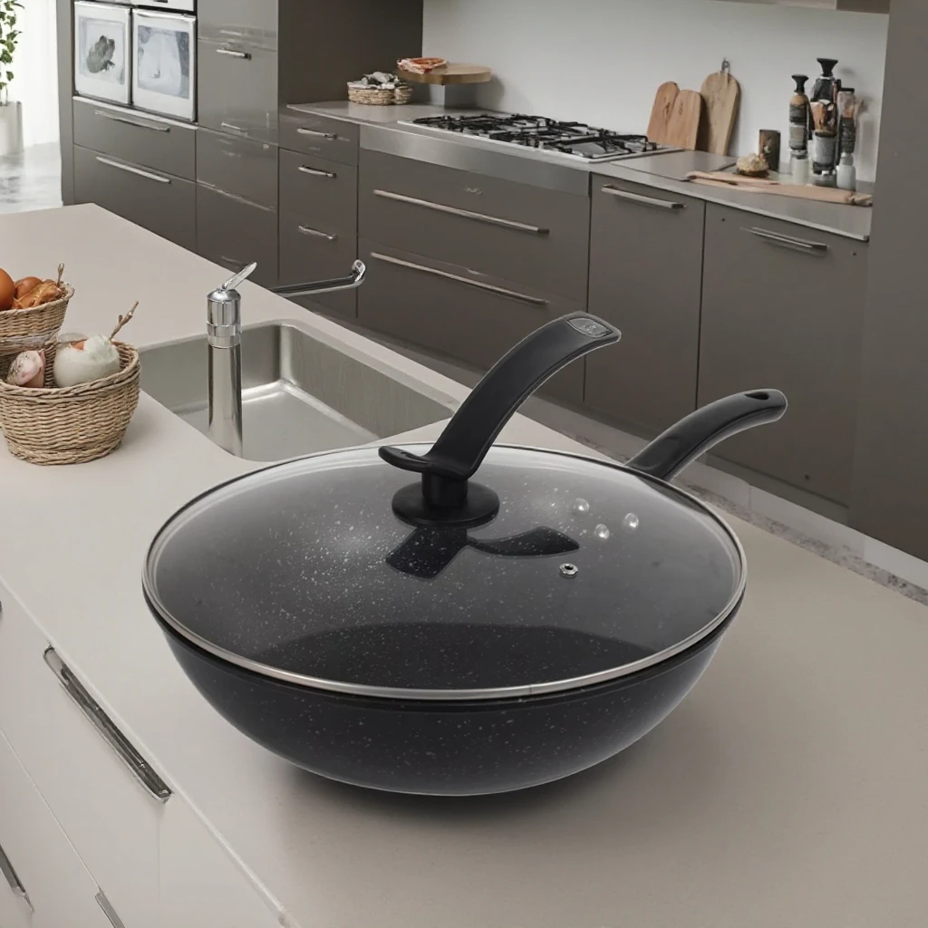 Factory Direct Sales Kitchenware Cast Iron Woks Traditional Non-Stick Cast Iron Wok With Glass Cover