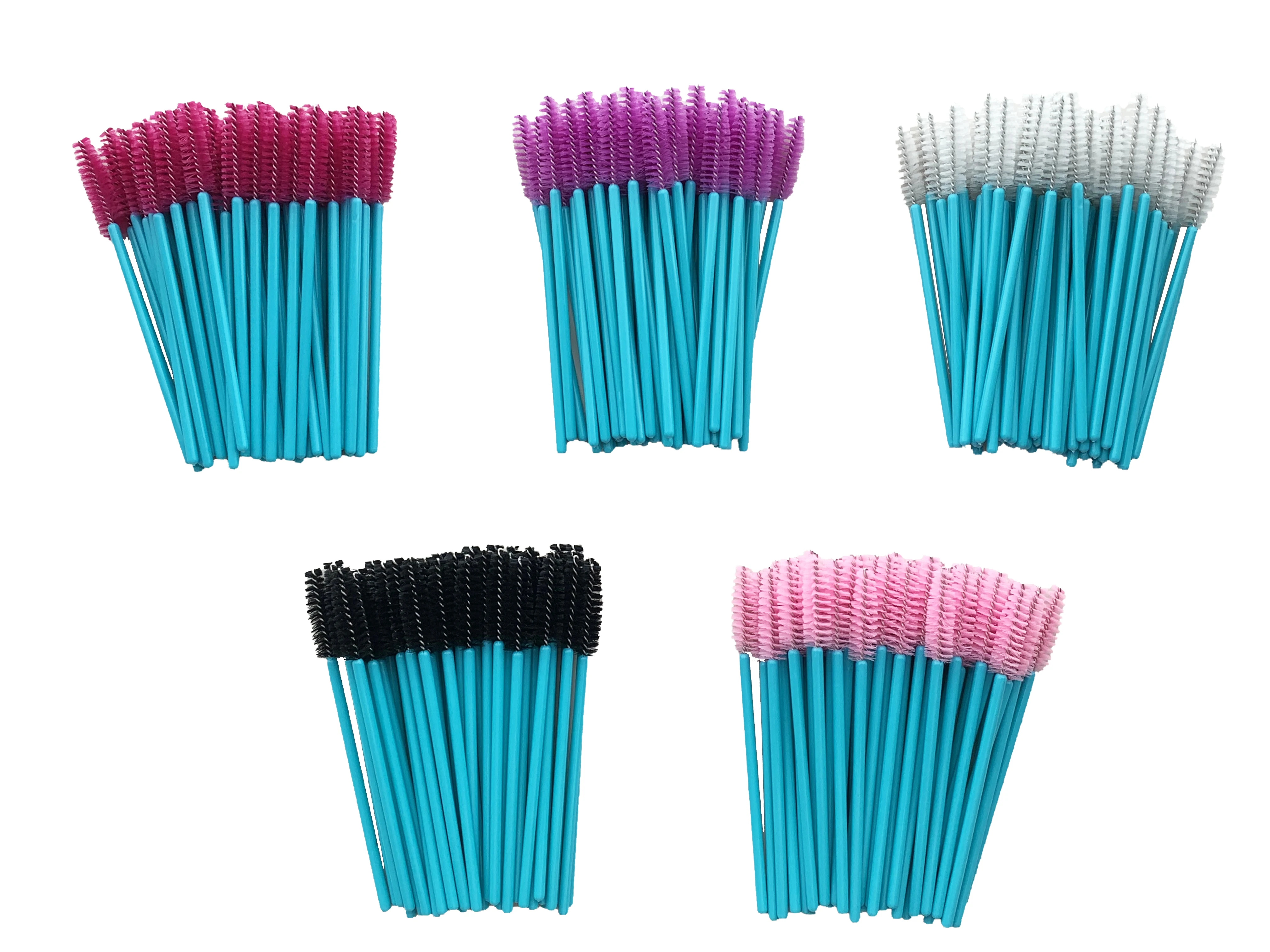 Custom 50 Pcs/Bag Lash Wholesale Disposable Mascara Wand clear handle pink eyelash glue brush cleaning lash wands eyelash brush