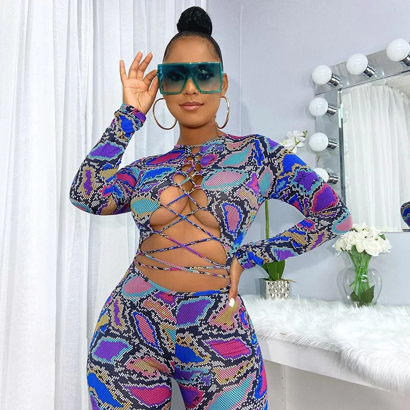 
Womens Jumpsuit 2021 Printed Jumpsuit Women Women Lucky Label Hollow Out One Piece Rompers Workout Jumpsuit 