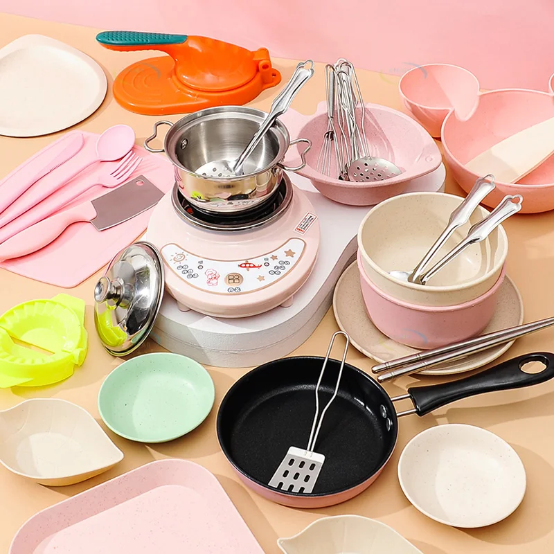 On-line TikTok hot sell cooking accessories mini kitchen toy small appliances kitchen real cooking set DIY education gifts