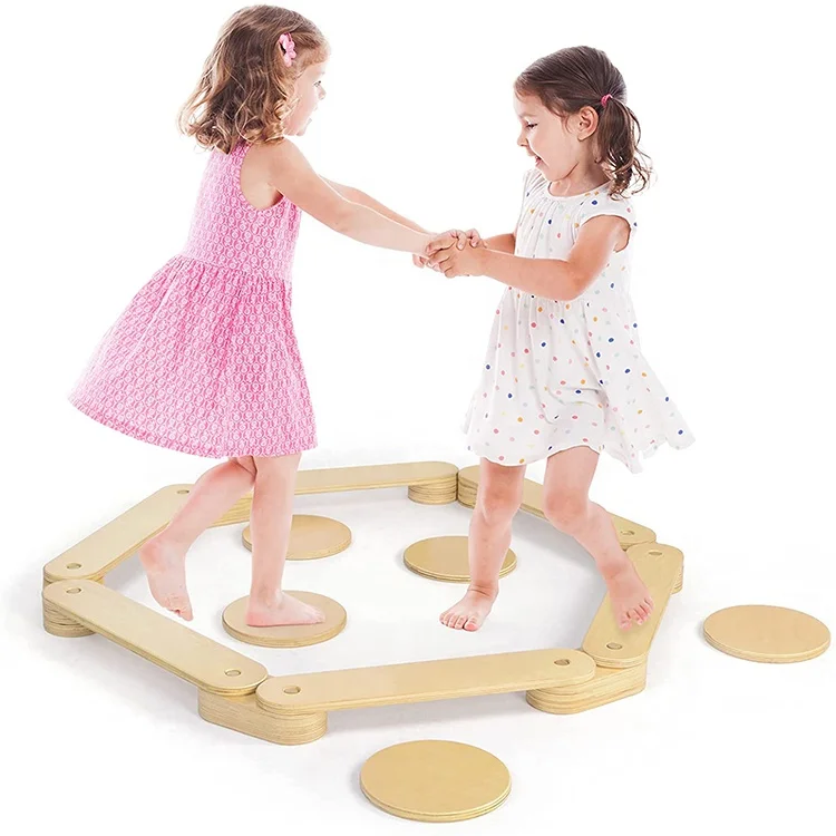 Chuangxin Montessori Stepping Stones for Kids Coordination Gym Wooden Balance Beam