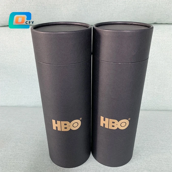 Recycled plastic free paper tubes cylinder packaging for water bottle custom tube packaging for gift Tshirt packaging tube