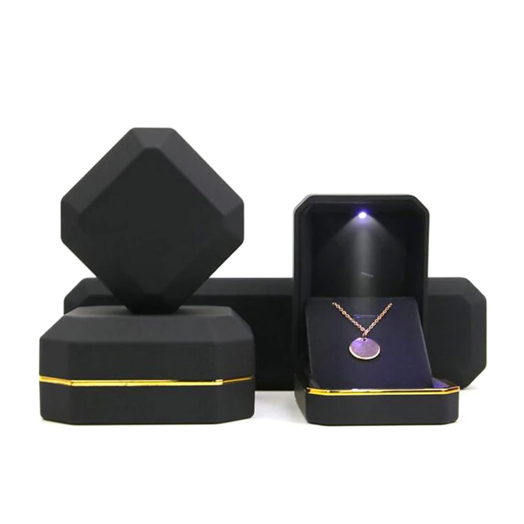 Organizer Storage LED Lighted Wedding Ring Boxes Plastic Earring Necklace Gift Box Jewelry Display