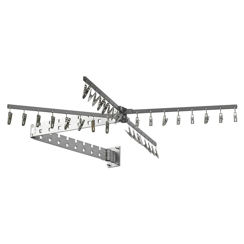 Aluminium Alloy Balcony Drying Rack Wall-mounted Covert Folding & Retractable Clothes Drying Bracket