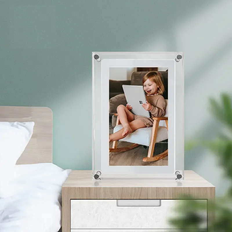 Hot Selling Acrylic Clear Crystal Digital Photo Frame Video Player Led Screen