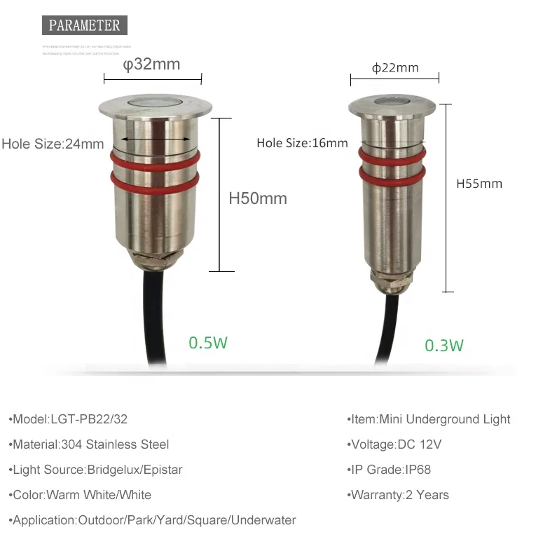 Outdoor decorative mini stairs lighting kit waterproof 12v underground spot stainless steel 0.5w ip68 recessed led deck lights