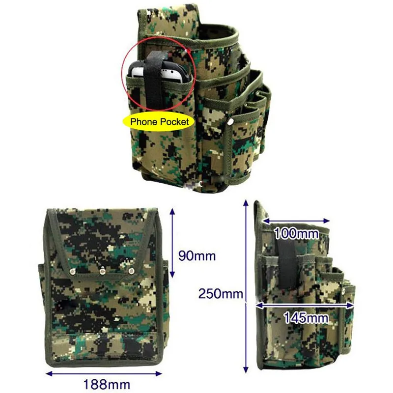 Electrician Maintenance Carpenter Tool Pouch Bag Technician Hammer Holder Phone Pocket Work Organizer Framer Tool Belt Pouch