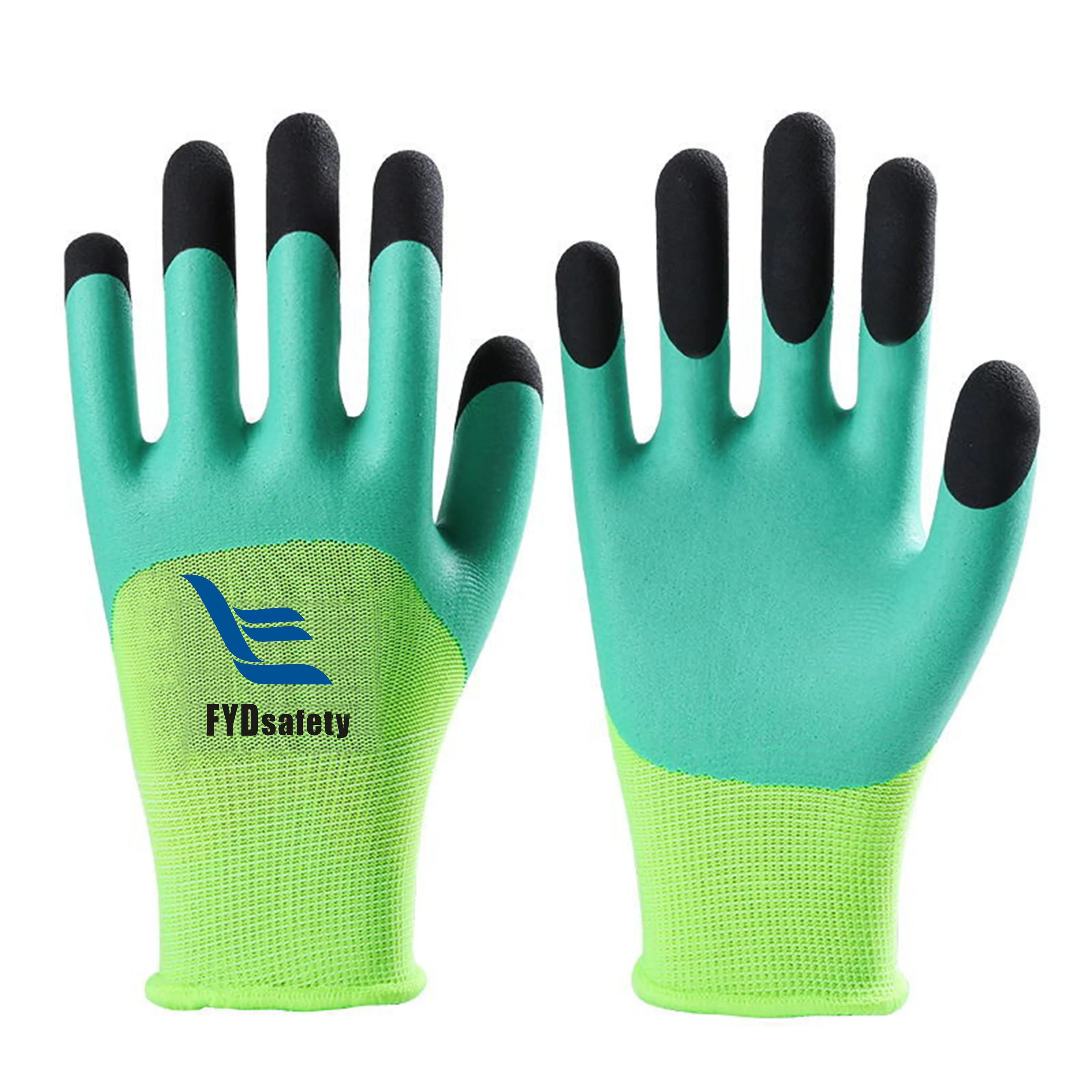 High Quality 10G Threads Cotton Liner Latex Crinkle Coated Gloves Construction Gloves