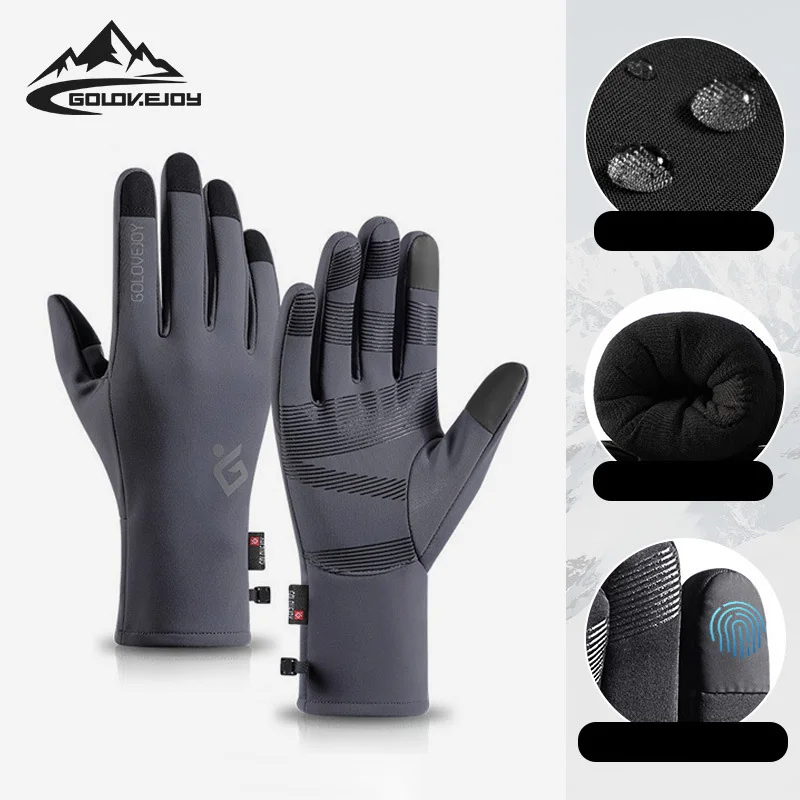 GOLOVEJOY DB53 Oem Custom Anti Slip Silicone Gel Winter Thermal Warm Fleece Lining Running Bike Cycling Gloves