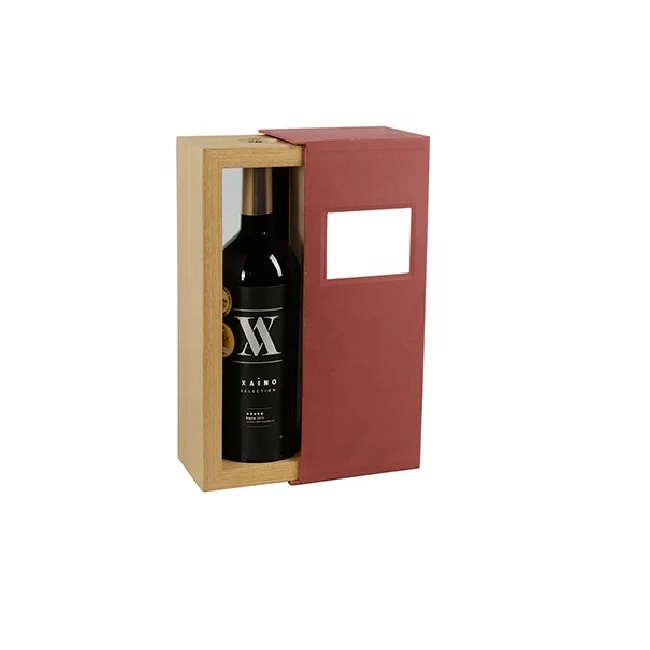 MDF Veneer Packaging Gift Box Single Bottle Wooden Handmade Cardboard Lid Wood Gift & Craft Handicraft Wine Box