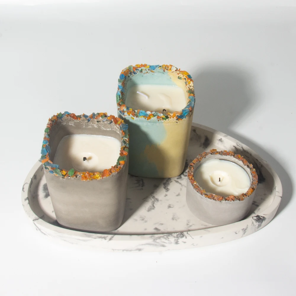 Wholesale Home Decoration Concrete Cylinder Candle Jars Candle Container Other Candle Holders Lanterns and Jar Collections