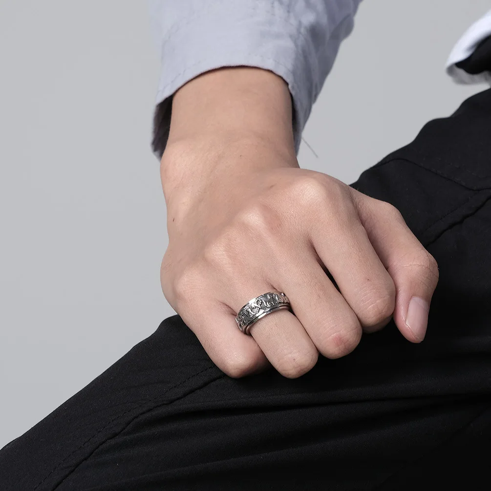 Copyright Registration Original new ancient Egyptian symbol titanium steel rotating ring beautiful meaning pattern hand jewelry