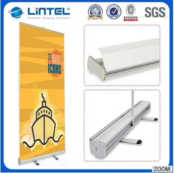 85x200 Cheap retractable standard aluminum wide base roll up banner stand design size