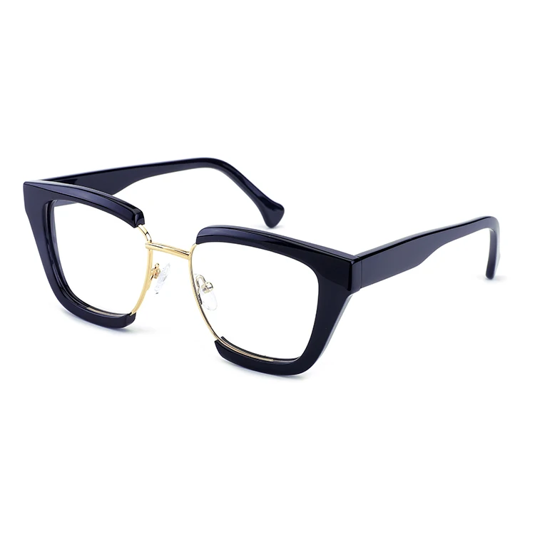 bio acetate sheet high quality unique eyeglass frame black fashion metal acetate optical frame