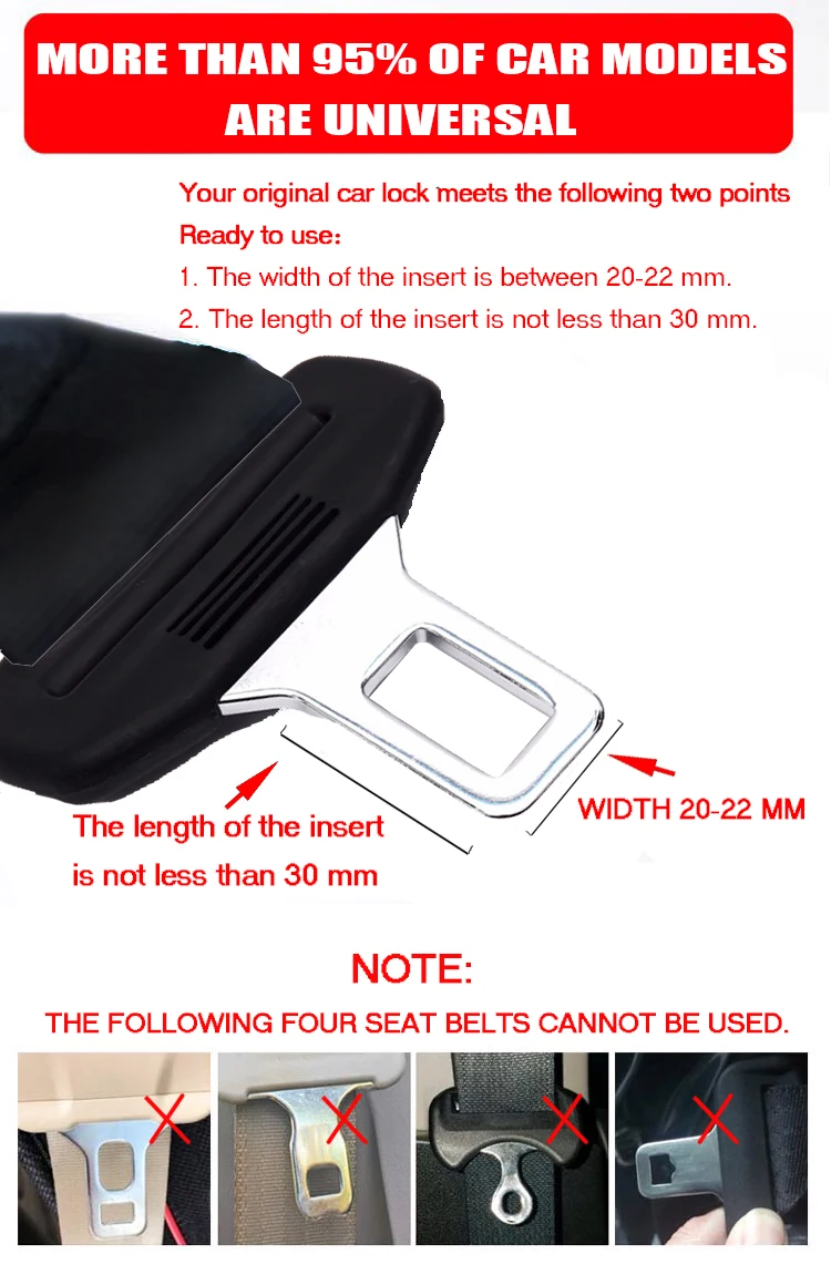 2 pcs Car Seat Belt Clip Extension Plug Car Safety Seat Lock Buckle Seatbelt Clip Extender Insert Socket