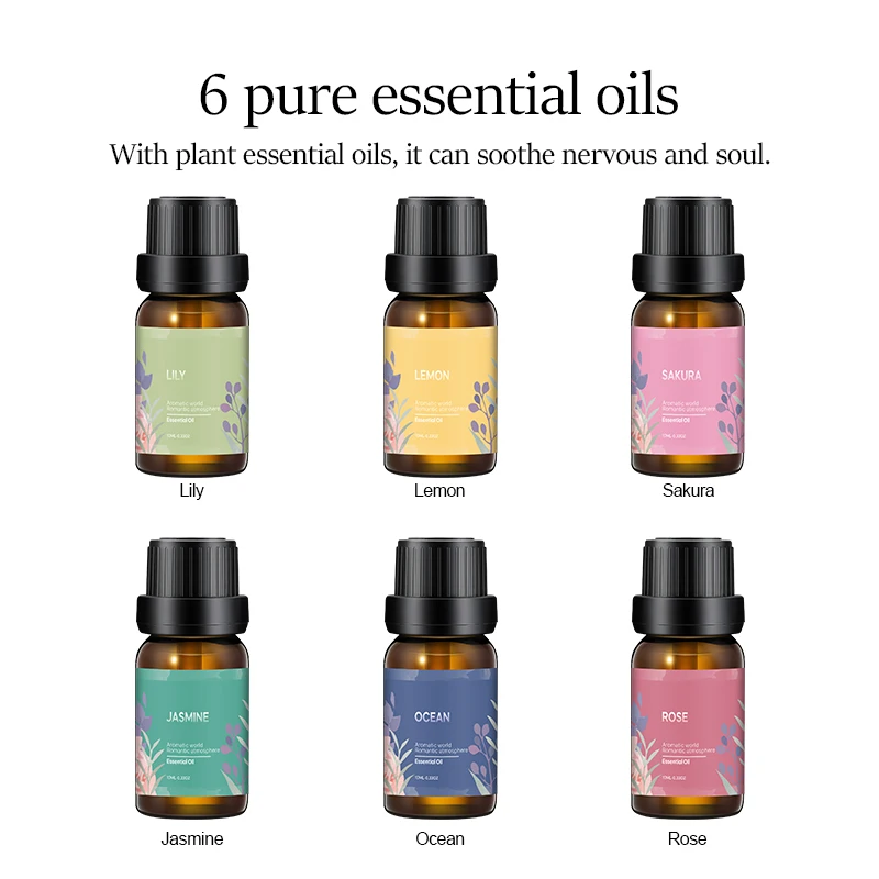 Essential oil Private label 100% Aroma Diffuser Essential Oil Set 6 Bottles Natural Essential Oil