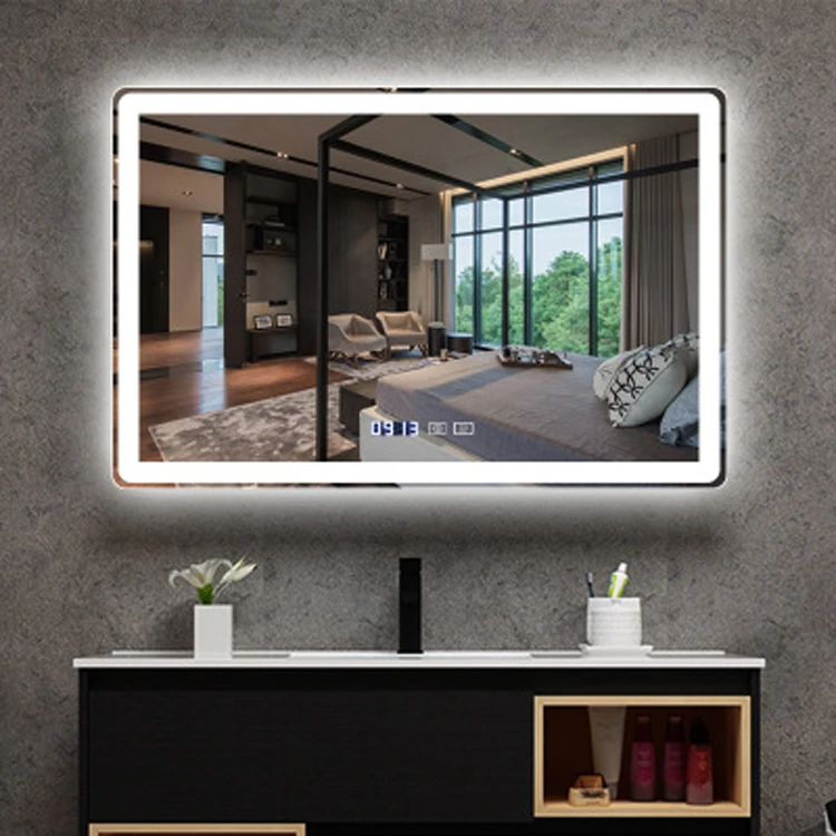 OEM ODM Modern LED Bathroom Wall Mirror Rectangle Anti-Fog High Definition Backlit Mirror IP44 Rating Smart Wall-Mounted Mirror