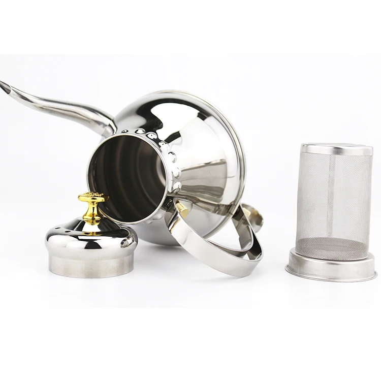 Wholesale China 201 stainless steel  tea pot with stainless steel lid small  mouth palace kettle