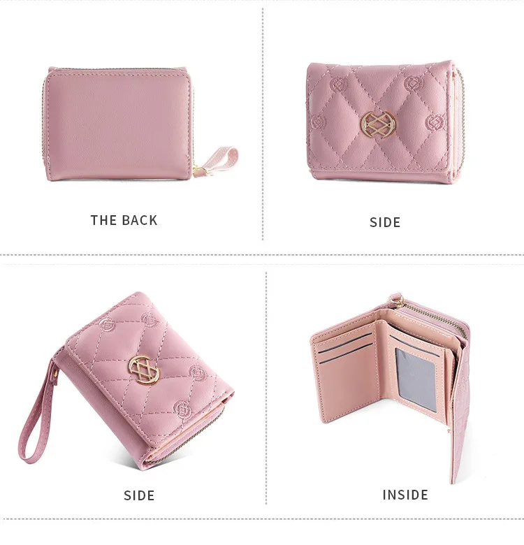 Women Card Holders Genuine Sheepskin Leather Fashion Wallet Purse Plaid Pattern Soft wallet for girls