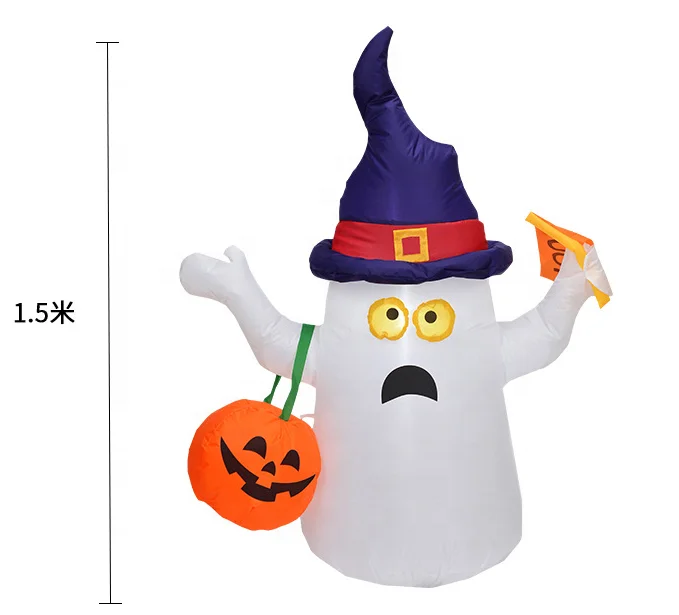 5ft Halloween Inflatable Blow Up Ghost bring pumpkin lamp with Boo Flag inflatable_halloween Decoration