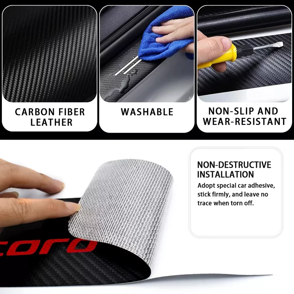 Car Door Sill Scuff Plate Decor Carbon Fiber Sticker For Honda Accord 10 9 8 7 2003 2004 2005 2006 2007 2008 2009 2010 2011