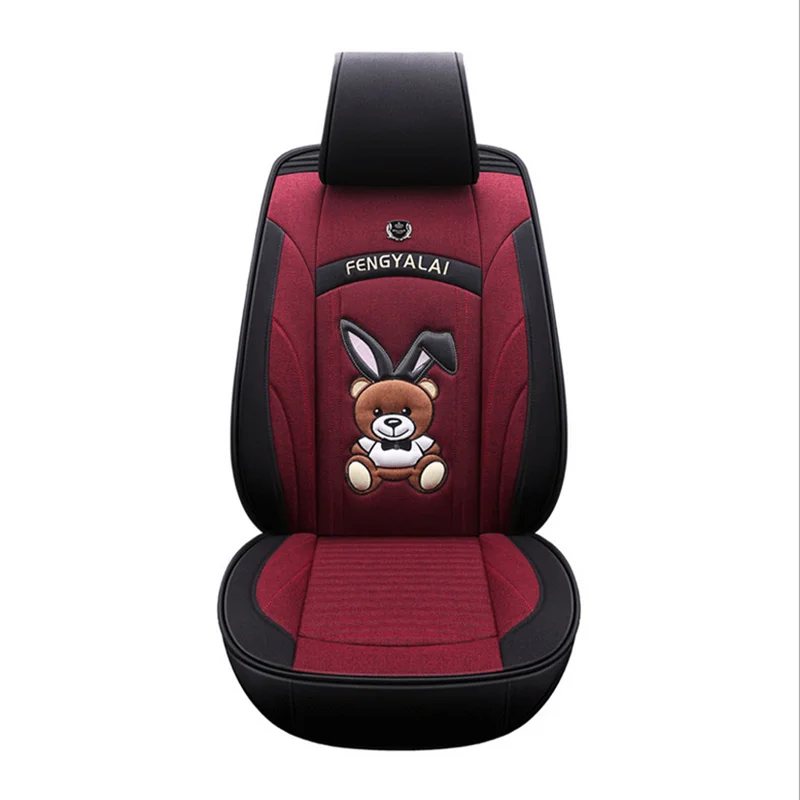 
New style cartoon flax all-inclusive four-season car cushion general purpose car cover for automotive supplies in 2019 